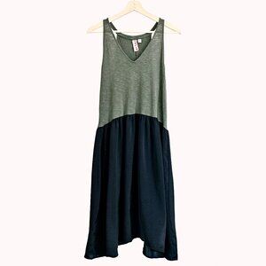 Dolan Left Coast Collection Sienna V-Neck Tank Dress Size M Army Green Black